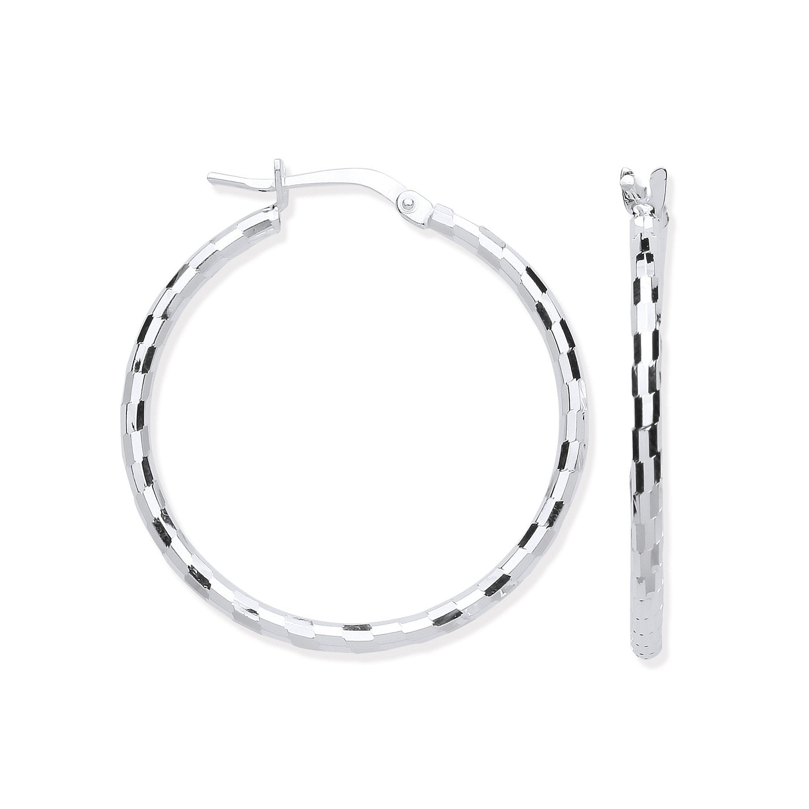 Silver 25mm Hoop, Checkerboard Design - Luxury Watch - Certified Authentic - Swiss Made – Luxury Watch by Imperial Tim